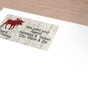 Rustic Moose Happy Holidays Personalized Return Address Label ...