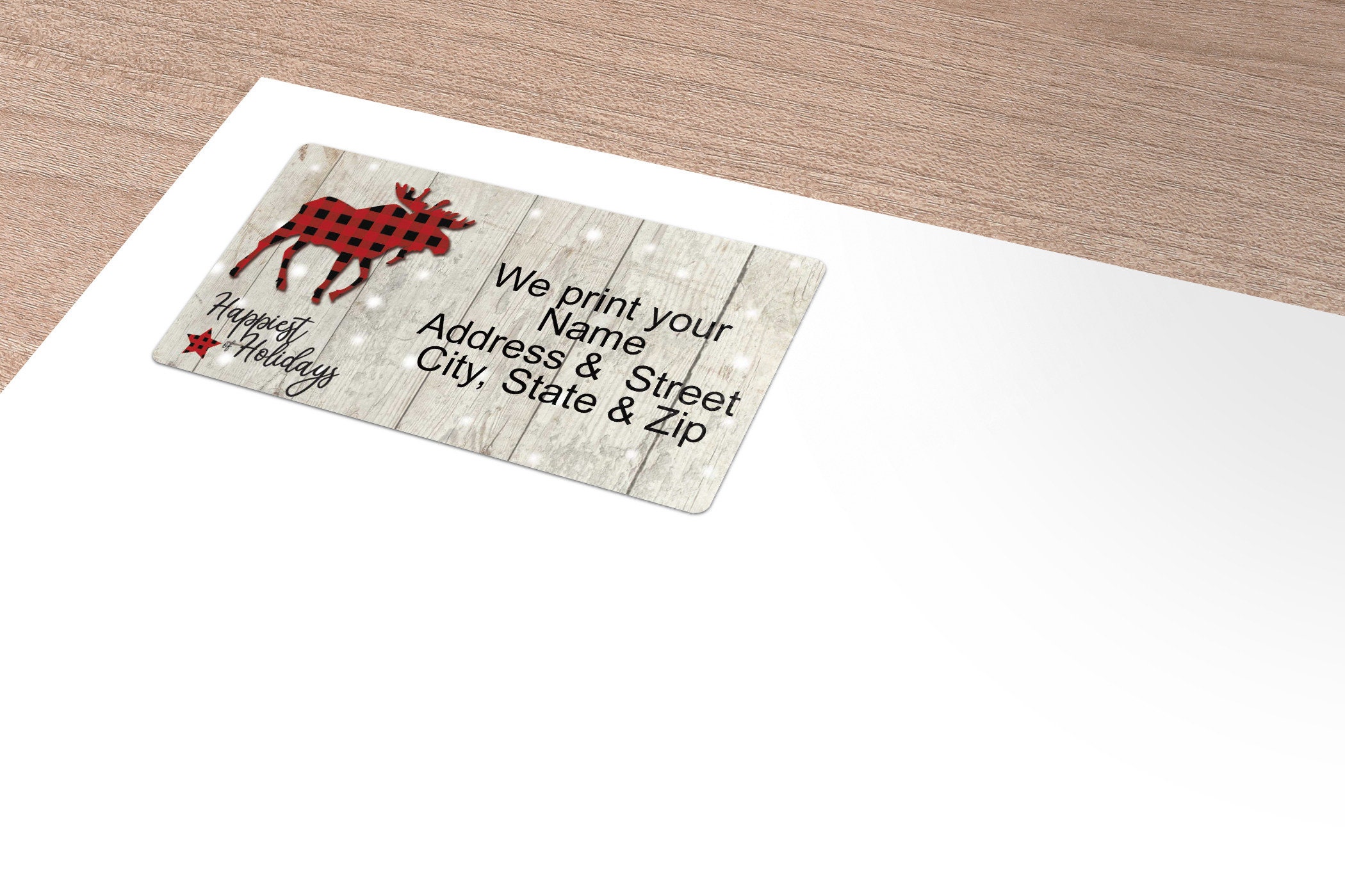 Rustic Moose Happy Holidays Personalized Return Address Label ...