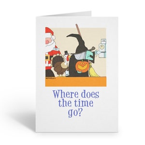 Funny Halloween Cards - Where Does the Time Go Cute Halloween Card - 12 Halloween Cards and Envelopes - 16087