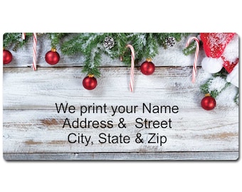 Rustic Holiday Personalized Return Address Label - Christmas Customized Label - B22028