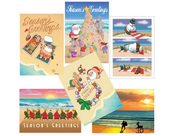 Beach Christmas Card Variety Pack - 18 Assorted Beach  Cards & Envelopes - 101
