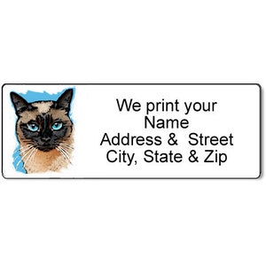 Siamese Cat return Address Label -Feline Fun - Personalized Address Label - 21559
