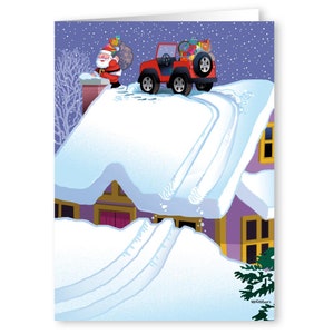 Santa Four Wheeling Delivering Presents Holiday Card  - 18 Cards and Envelopes - 20044