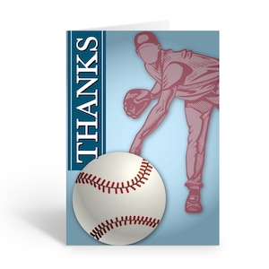 Baseball Thank You Note Card- 10 Boxed Baseball Cards & Envelopes - B14251
