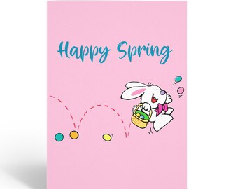 Happy Spring Easter Note Cards Set | 10 Blank Bunny & Rabbit Greeting Cards with Envelopes