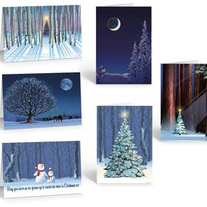 Assorted Christmas Cards Boxed Set, Winter Forest Holiday Designs with Envelopes