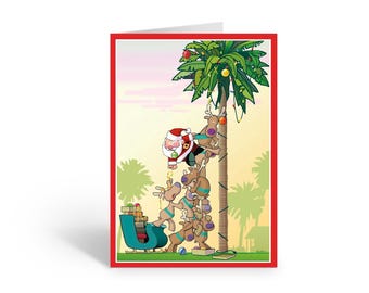 Tropical Christmas Palm Holiday Card Pack - 18 Colorful & Envelopes