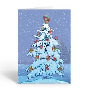 Stonehouse Collection | Snowy Tree Christmas Card | Winter Friendship Boxed Holiday Card | Bird Lover Christmas Card - 18137