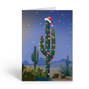 Saguaro Christmas Cards - Succulent Cactus  - 18 Western Christmas Cards and Envelopes - Cactus Christmas Tree - 40064