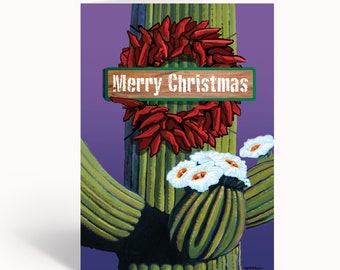 Chili Wreath Saguaro Christmas Card - 18 Western Cards & 19 Envelopes - 40071