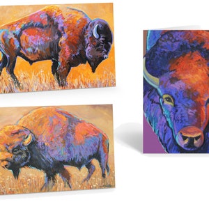 Variety of Buffalo Note Cards - 12 Boxed Cards & Envelopes - Note Card - 14478