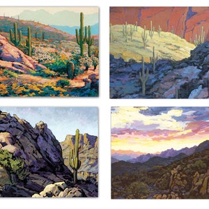 Assorted Desert Postcards - 4 x 6 Western Desert Postcards - 40 Postcards, 4 Different Cacuts Designs - 17037