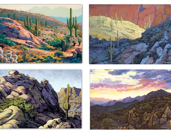 Assorted Desert Postcards - 4 x 6 Western Desert Postcards - 40 Postcards, 4 Different Cacuts Designs - 17037