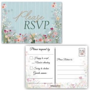 Please RSVP Spring Wild Flower Postcards -  Set of 40 - 4 x 6 RSVP Postcards - B17152
