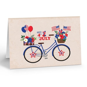 Red, White and Blue Whimsical Celebration Card - 1 Single Card with Envelope - 4th of July - B18207