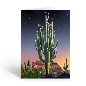 Saguaro Cactus Candle Lights Holiday Card - 18 Cards & 19 Envelopes - 40093