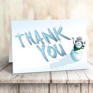 Snowman Thank You  Note Card Pack - 10 Blank Note Cards & Envelopes - Holiday Note Cards - 14131