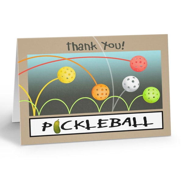 Pickleball Thank You Notecards - 10 Pickleball Note Cards and Envelopes - Sports - 14413