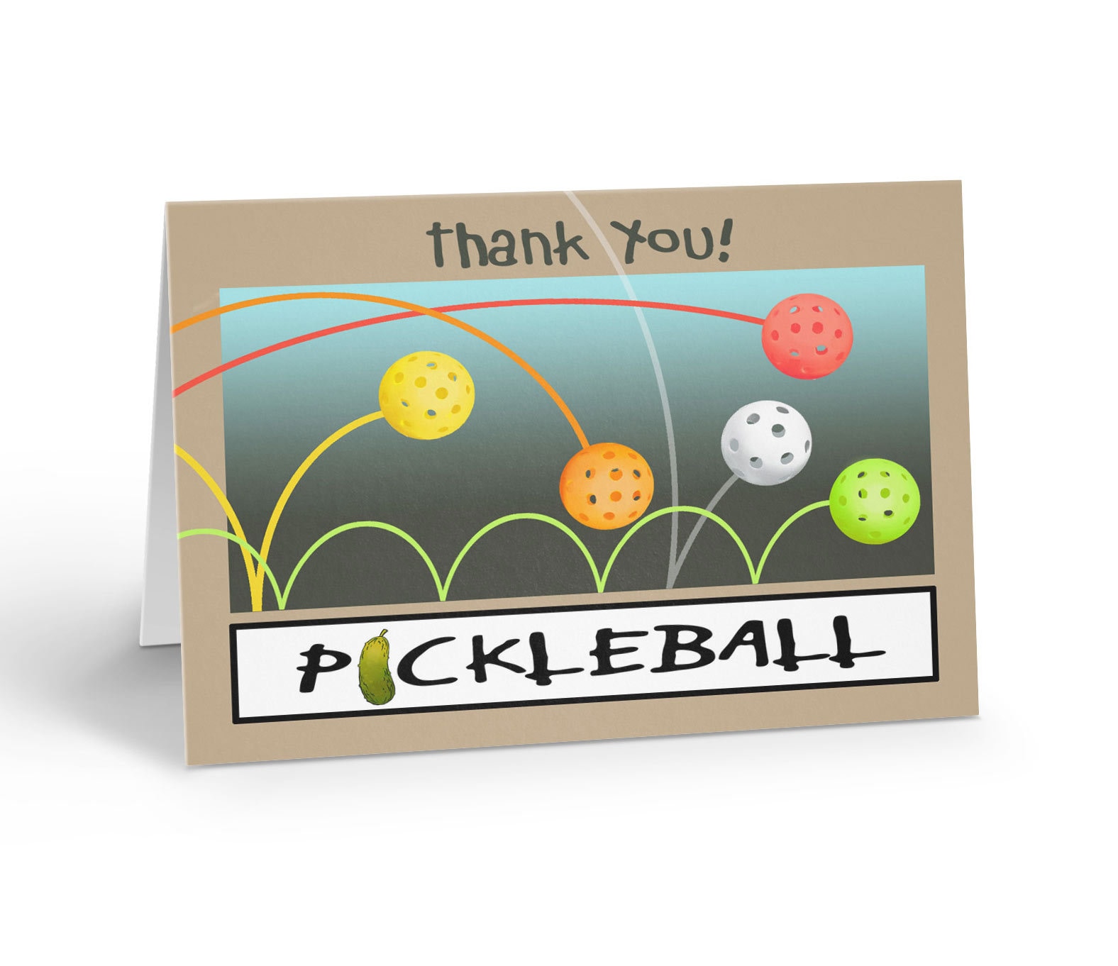 Pickleball Theme - Flat 'Blank' Note Cards w/ Envelopes