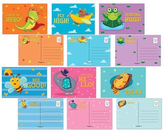 Assorted Animal Postcards for Kids – Birthday, Thank You Notes (36 Pack)