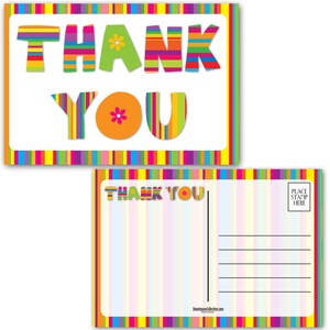 Fun Striped Thank You Postcards -  Set of 40 - 4 x 6 Thank You Postcards - B17134