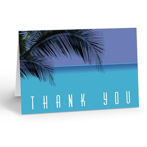 Palm Tree Ocean View Thank You Note Card - 10 Boxed Cards & Envelopes - 14091
