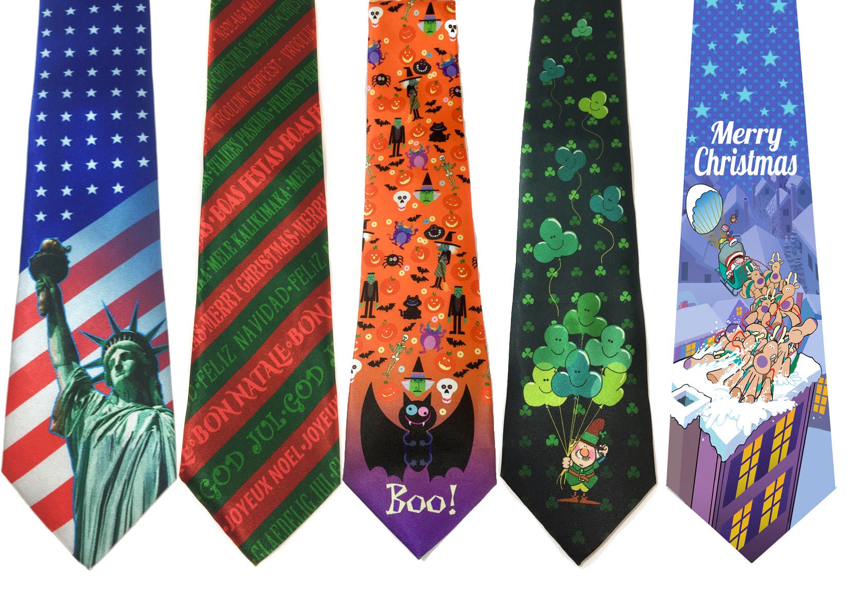 Men's Assorted Holiday Ties Value Set of 5 Funny - Etsy