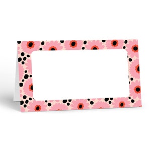 Pink and Black Floral Place Cards - 25 Guest Seating Name Cards - Party Table Tents - Place Cards -B77592