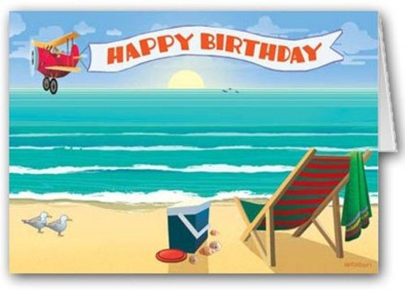Plage Joyeux Anniversaire Pack 12 Cartes Et 13 Enveloppes Etsy