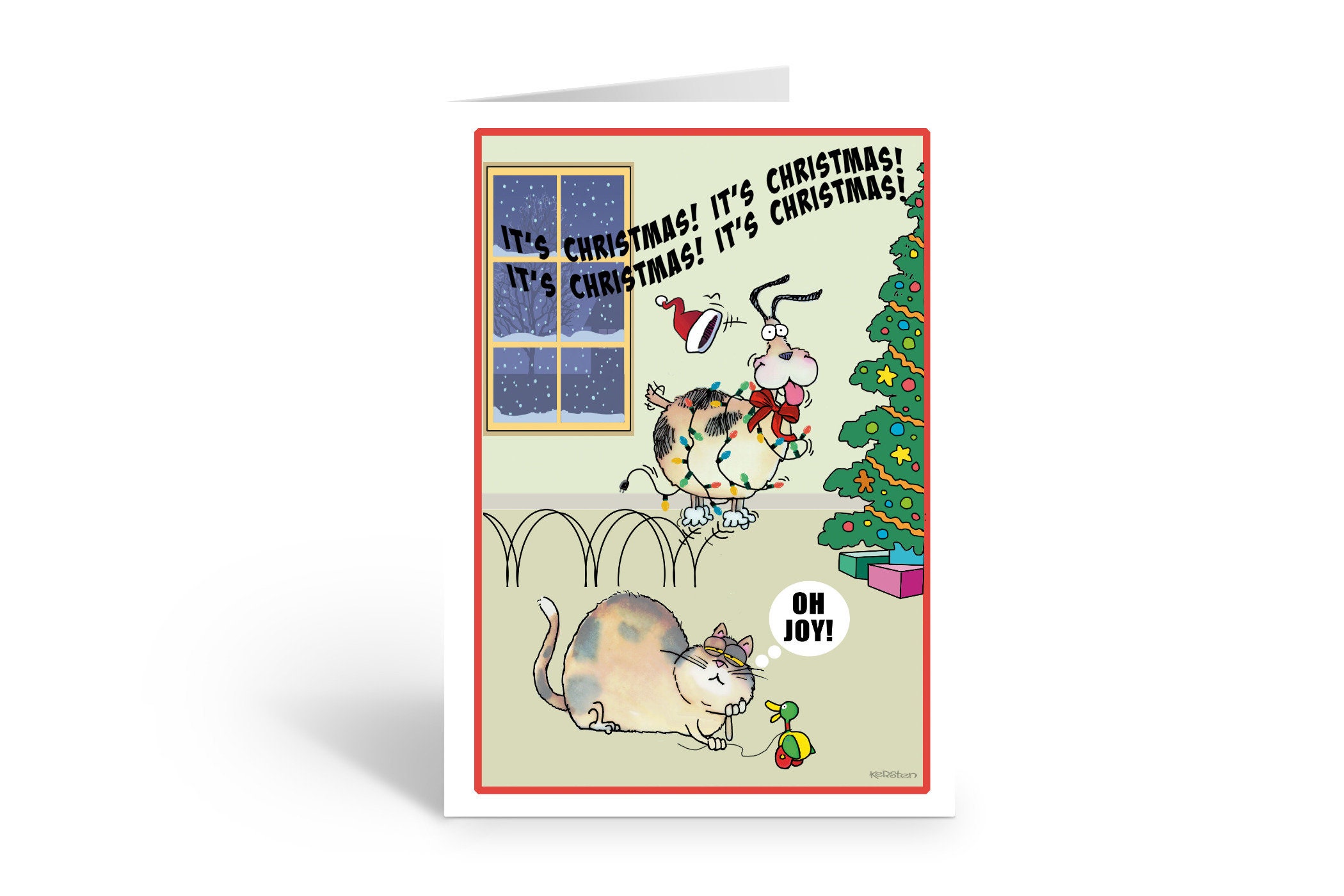 Funny Dog & Cat Christmas Card - Funny Dog Christmas Card - Cat ...
