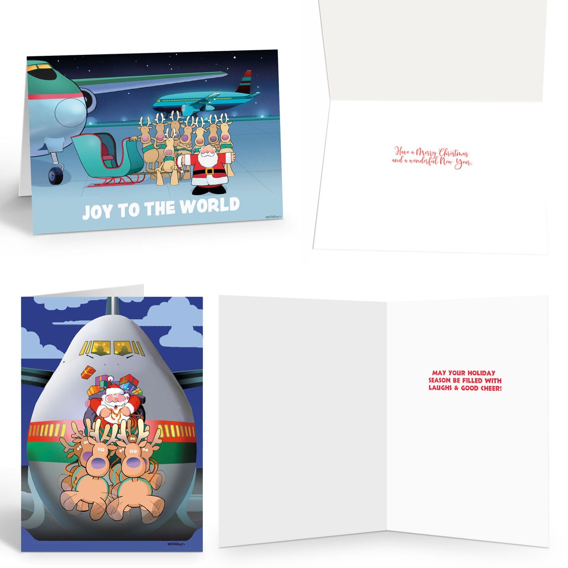 Airplane Christmas Card Variety Pack 24 Cards &amp; Envelopes 83 - Etsy
