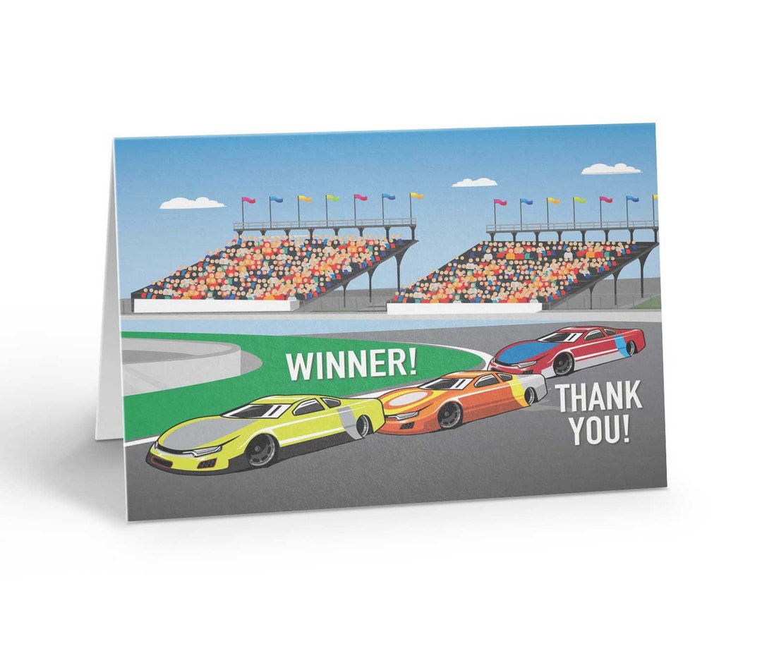 Thank You Racers Car Racing Thank You Note Card - 10 Thank You Note Cards and Envelopes ...