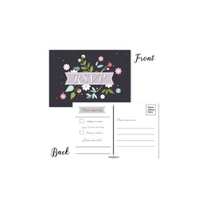 RSVP Postcards -  Set of 40 Formal Postcards - 4 x 6 Reply Postcards - B17032