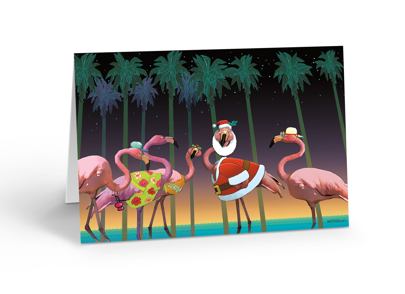 Flamingo Christmas Card 18 Cards and Envelopes Floriday Etsy