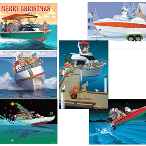 Boat Christmas Card Variety Pack - 24 cards & envelopes - 89