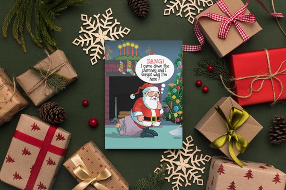 Santa And Reindeer Flying - 18 Boxed Christmas Cards And Envelopes