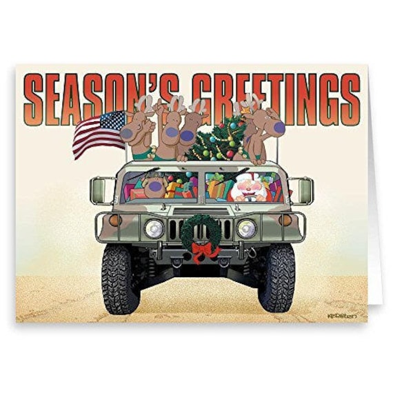 Santa Delivery in a HUMVEE Military Theme Christmas Card | Etsy