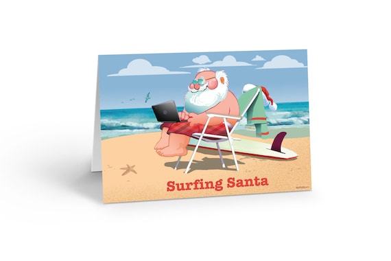Beach Christmas Cards >> Surfing Santa Funny Beach Christmas Card 18 Cards 19 Envelopes 30053a Beach Christmas Cards >> Surfing Santa Funny Beach Christmas Card 18 Cards 19 Envelopes 30053a
