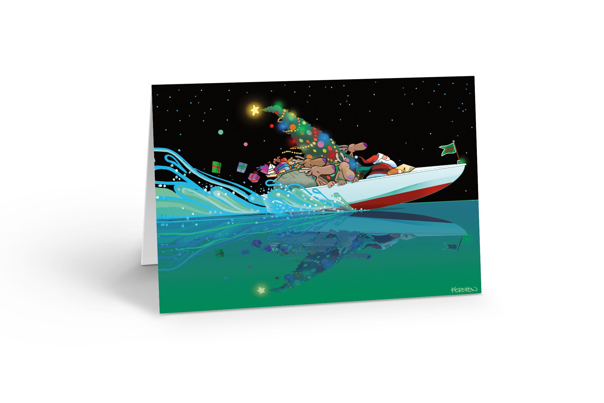 Sailboat Happy Holidays Christmas Card 18 Cards /& Envelopes 60023