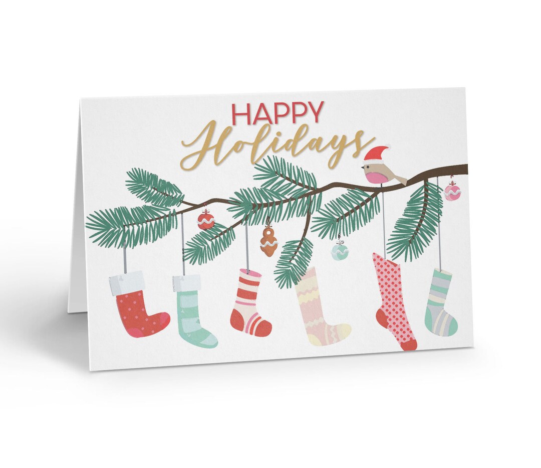 Happy Holidays Card - 12 Holiday Cards & Envelopes - B18022 - Etsy