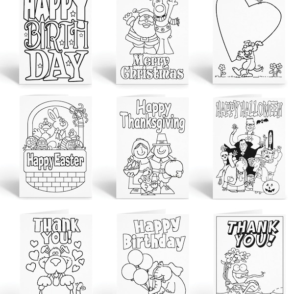 Coloring Greeting Cards for Kids - Etsy