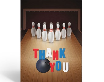 Bowling Thank You Notecard - 10 Notecards and Envelopes - B14394