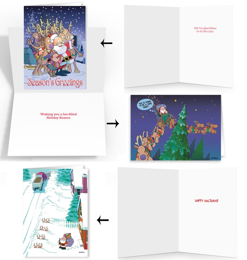 Funny Christmas Card Variety Pack 24 Boxed Assorted Greeting Cards & 25