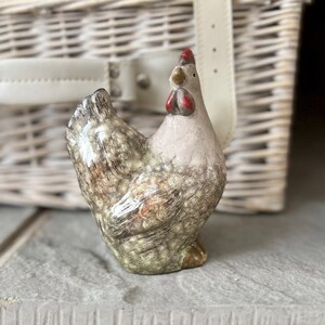 Set 2 Terracotta Chicken Ornaments Rustic Pottery Hen Figurines Home Garden image 9