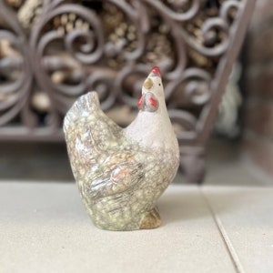 Set 2 Terracotta Chicken Ornaments Rustic Pottery Hen Figurines Home Garden image 2