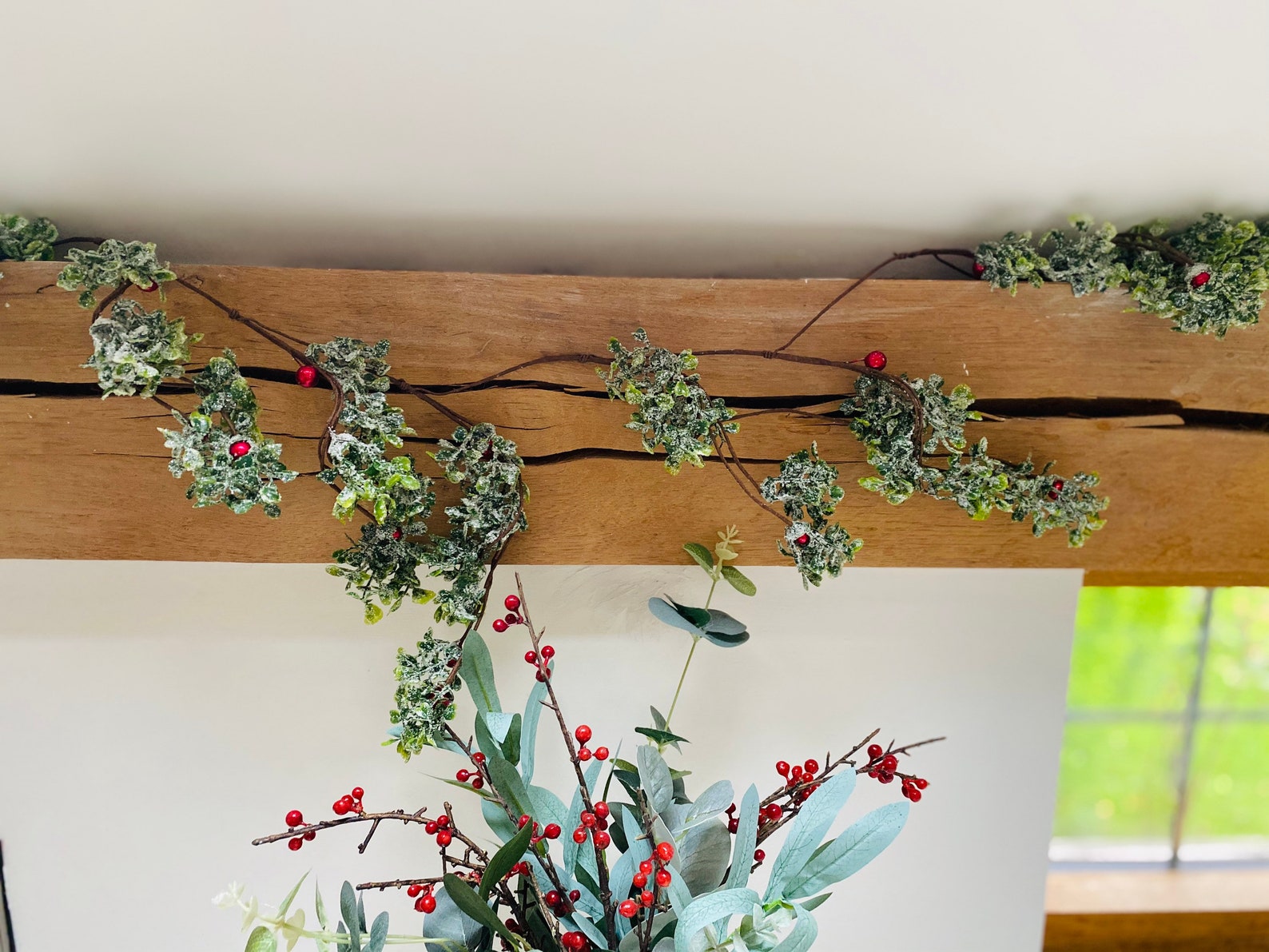 180cm Frosted Eucalyptus Garland Artificial Christmas Garland | Etsy UK