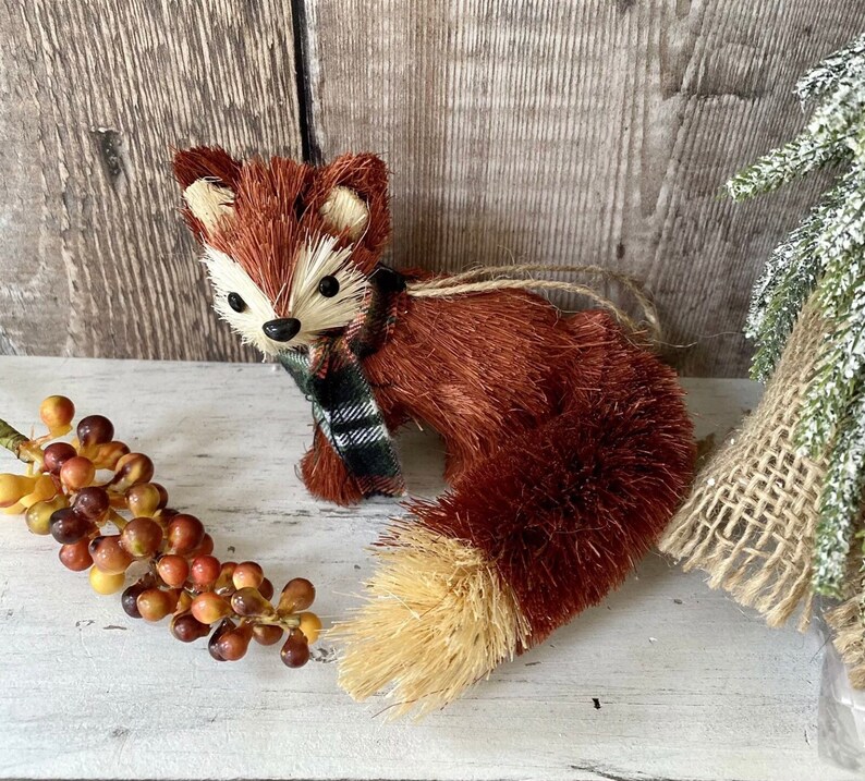 Woodland Fox Bristle Brush Christmas Tree Bauble Decoration Etsy UK