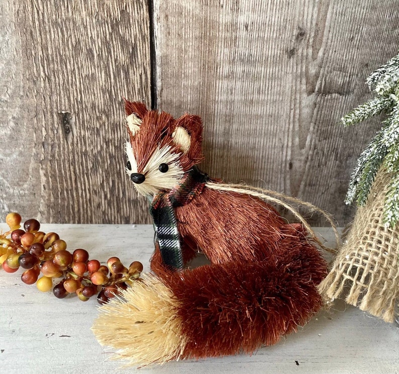 Woodland Fox Bristle Brush Christmas Tree Bauble Decoration Etsy UK
