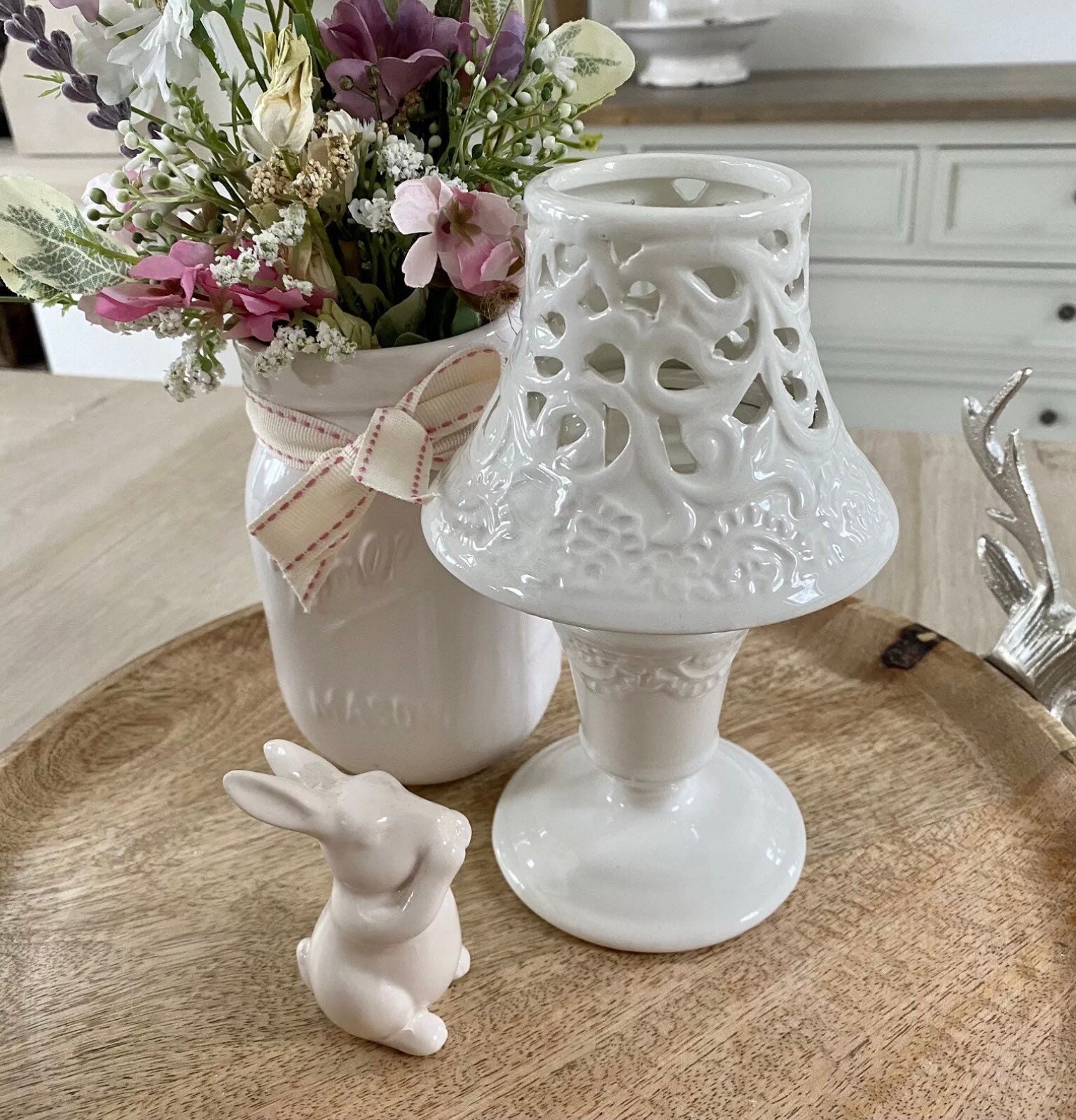 White Ceramic tea Light Holder porcelain Lamp Candle Holder Etsy