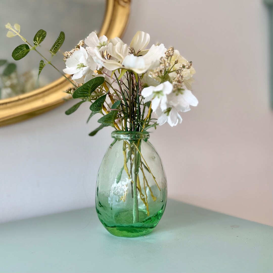 Recycled Glass Bubble Vase Clear Transparent Wide Bottle Abstract Handmade Etsy UK